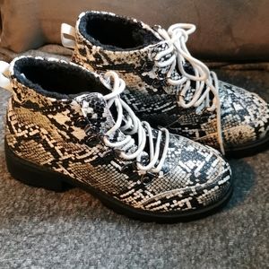 Snake print hiking boots